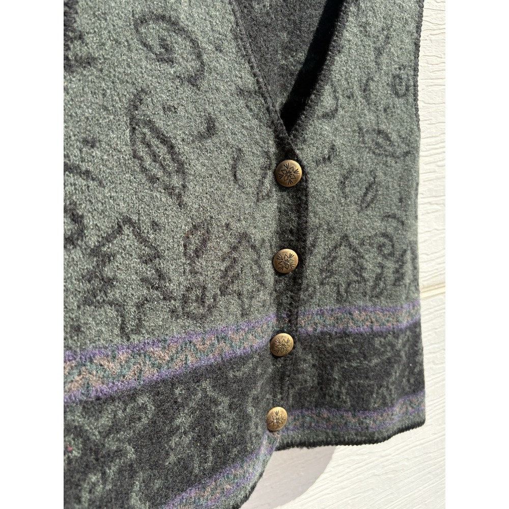 Vintage Alps Fine Womens Apparel 100% Wool Decorative Button Vest Medium Classic - Picture 2 of 4